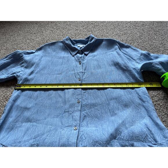 J Jill Pure Jill Linen Shirt Dress Midi Button Up Minimalist Lagenlook Pockets - Picture 4 of 7